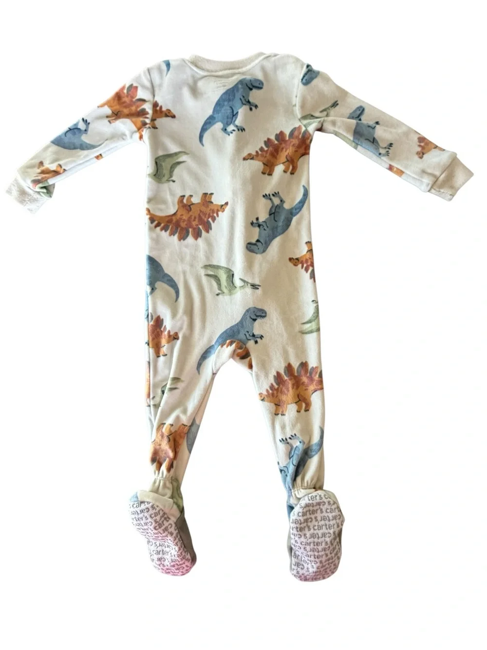 Carter’s Dinosaur Footed Zip Sleeper Pajamas 12M Plush Soft Dinosaur Feet